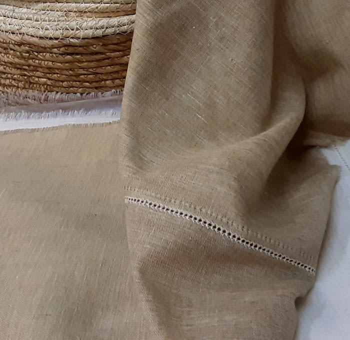 Tela visillo lino bajo marrón - 2