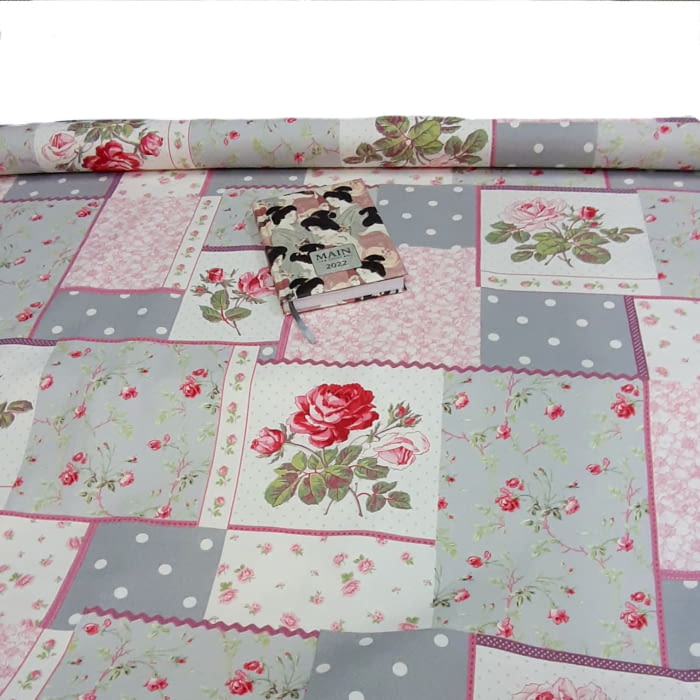 Tela cretona pachwork gris THEVENON - 3