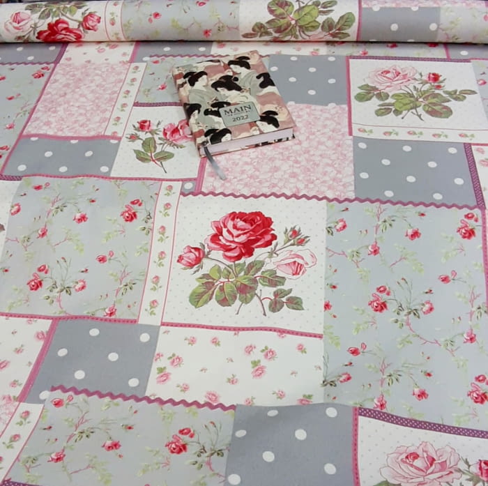 Tela cretona pachwork gris THEVENON - 5