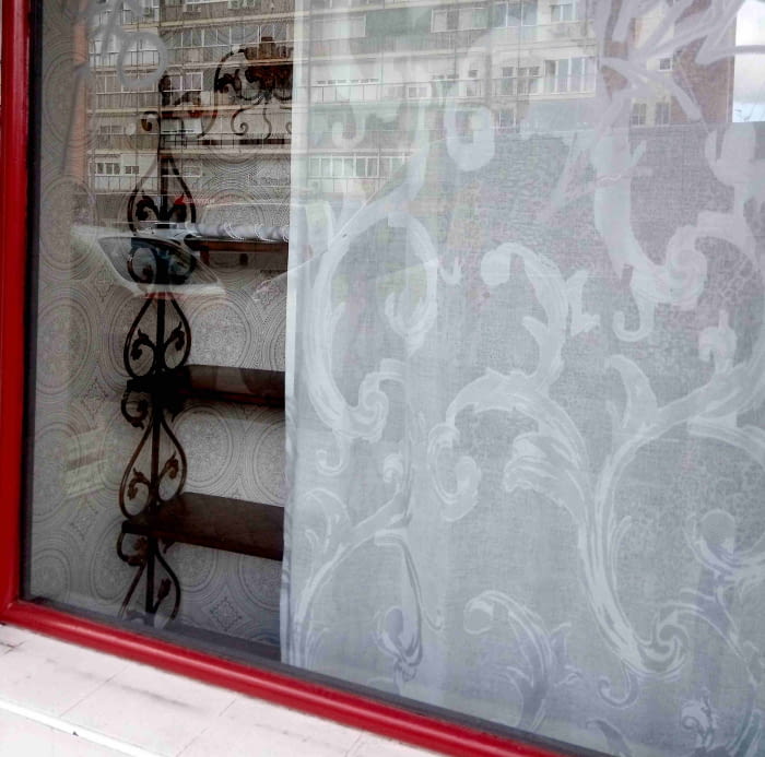 Tela visillo adamascado gris - 2