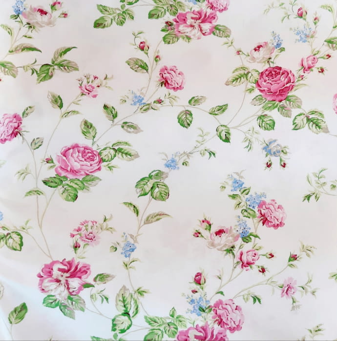 Cretona flores rosas 280