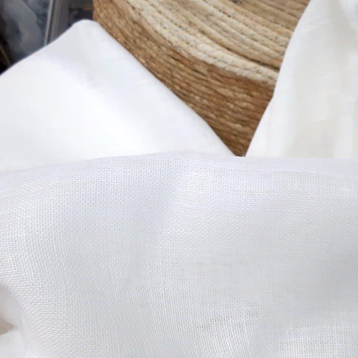 Tela visillo 40% lino blanco Ibiza