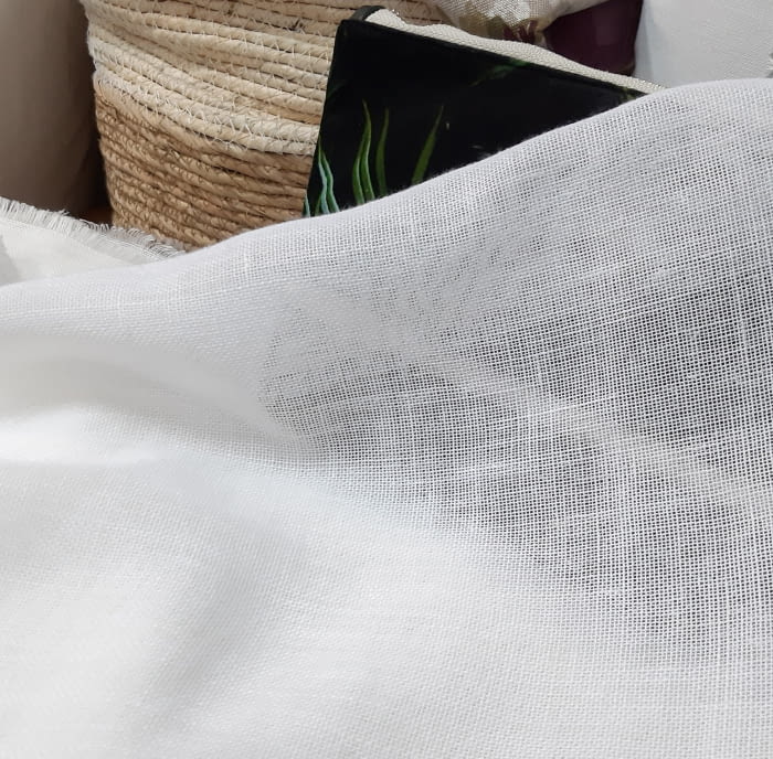Tela visillo 40% lino blanco Ibiza - 3