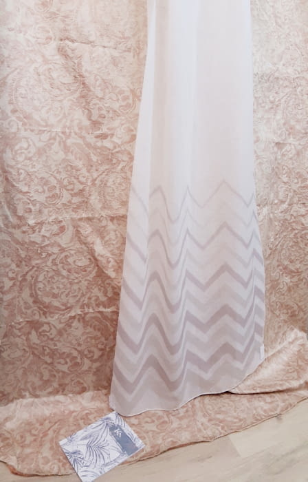 Tela visillo espiga malva zig zag rosa - 1