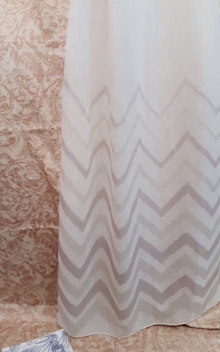 Tela visillo espiga malva zig zag rosa - 2