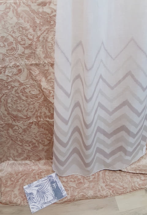 Tela visillo espiga malva zig zag rosa - 3