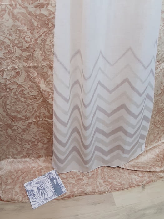 Tela visillo espiga malva zig zag rosa - 5