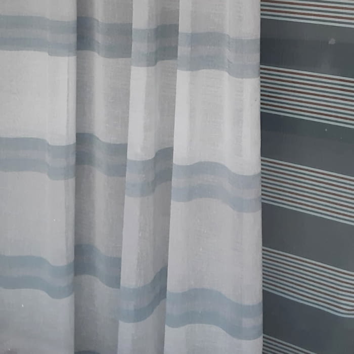 Tela visillo rayas azules - 1
