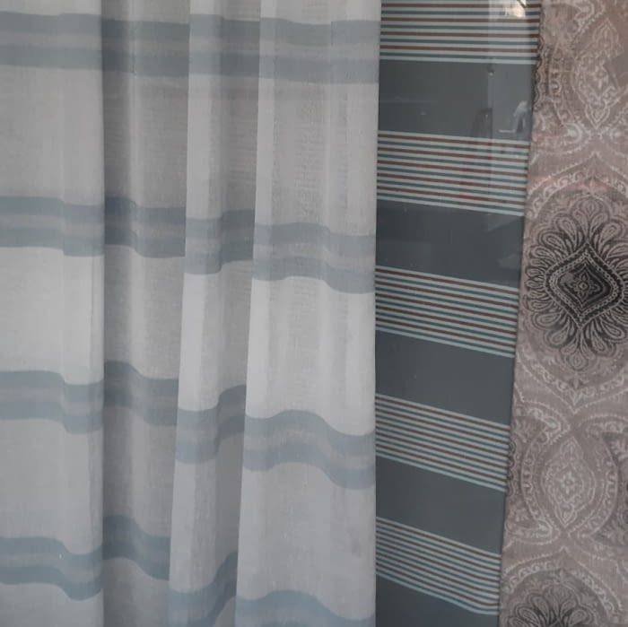 Tela visillo rayas azules - 5