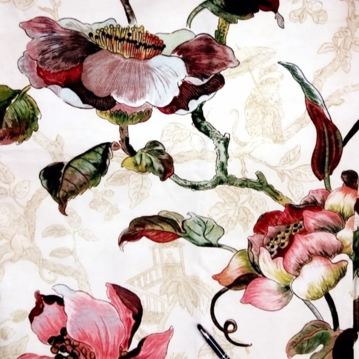 Tela flores Japón Robeco rojo 280 - 2