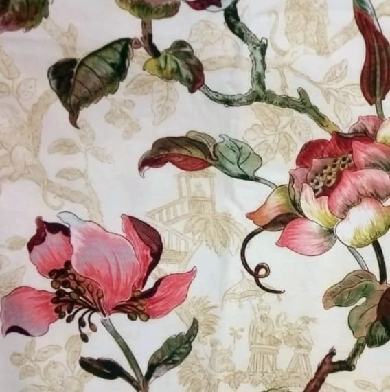 Tela flores Japón Robeco rojo 280 - 4