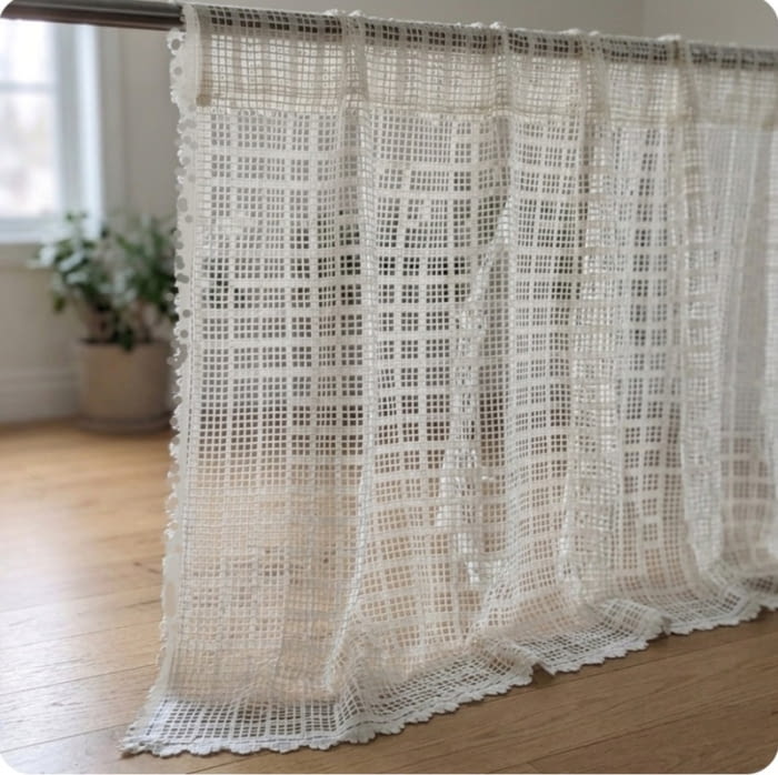 Tela visillo encaje cuadros: altura 165 cm