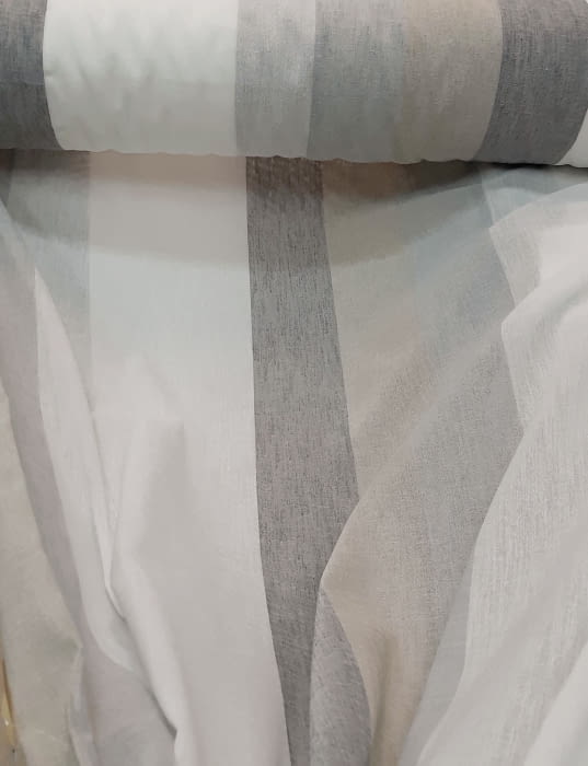 Tela visillo rayas gris tostado - 1