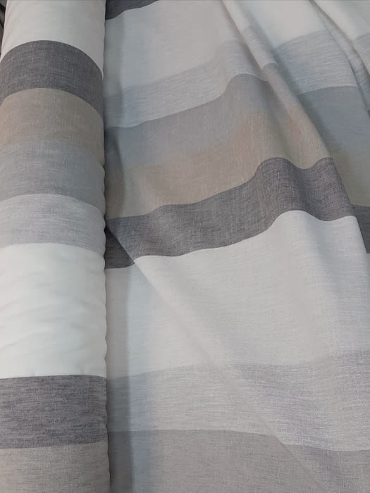 Tela visillo rayas gris tostado - 2