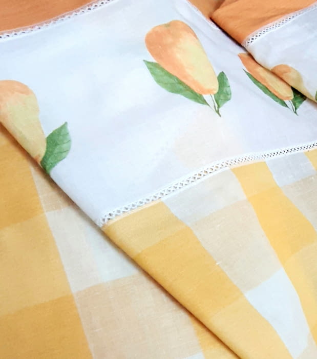 Tela cuadros anaranjados altura 55 - 1