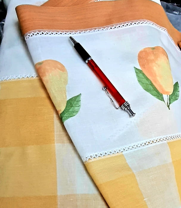 Tela cuadros anaranjados altura 55 - 3