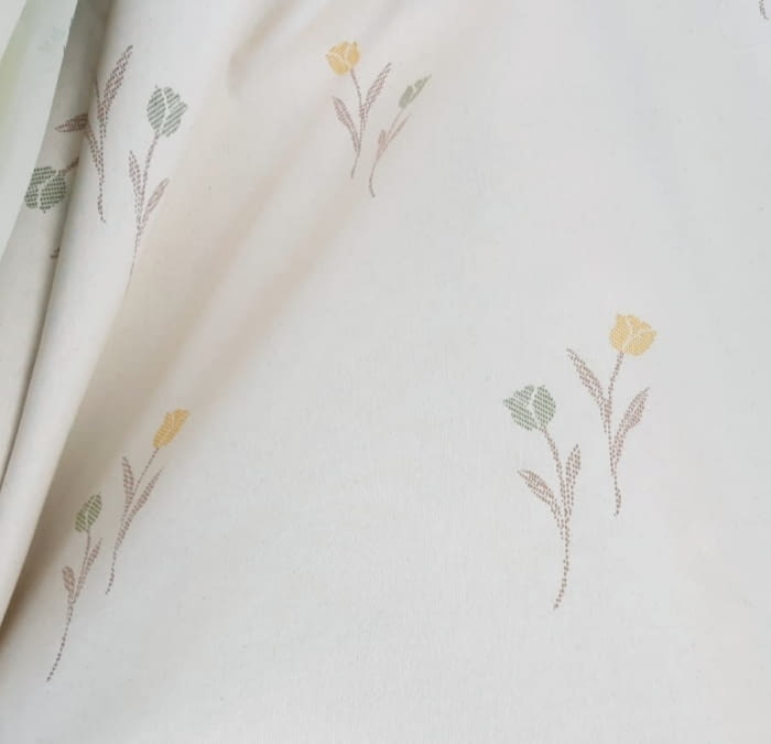 Tela loneta tulipanes verdes 280 - 3