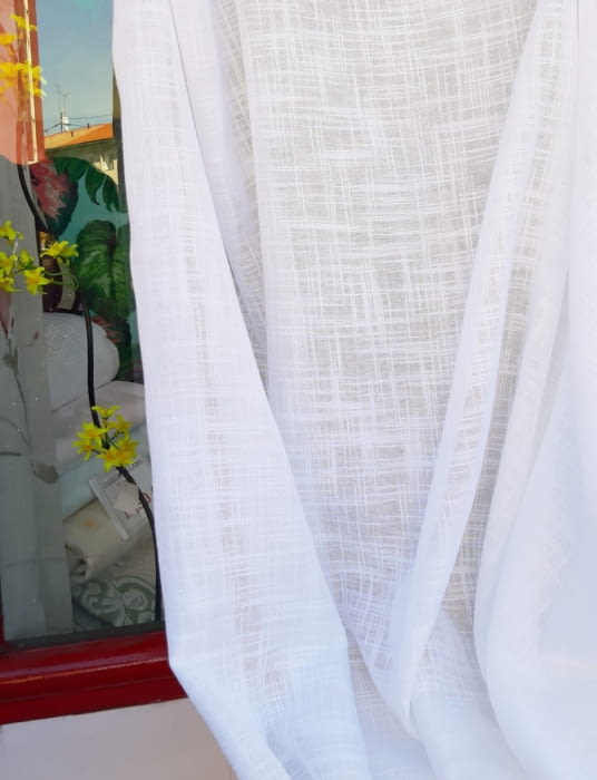 Tela visillo Venice 15% lino rústico blanco - 1