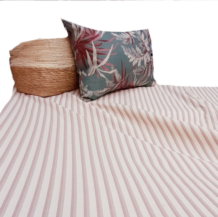 Tela lona City rayitas rosadas - 3