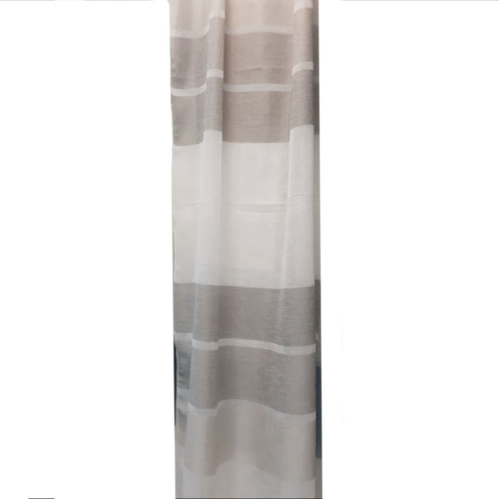 Tela visillo rayas horizontales marrón