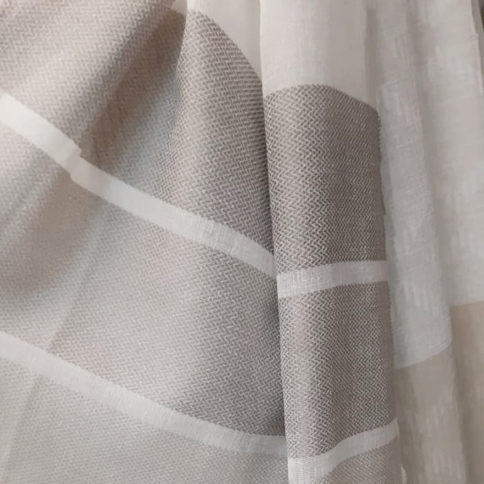 Tela visillo rayas horizontales marrón - 1