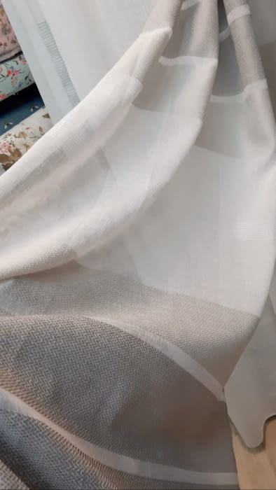 Tela visillo rayas horizontales marrón - 4