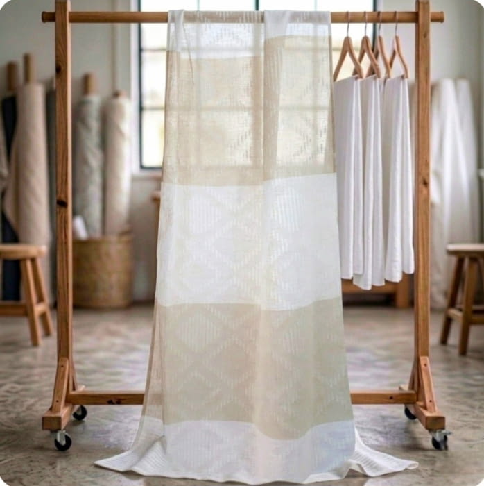 Visillo franjas beige rombos - 4