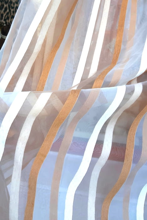 Tela visillo cristal rayas chenilla marrón - 1