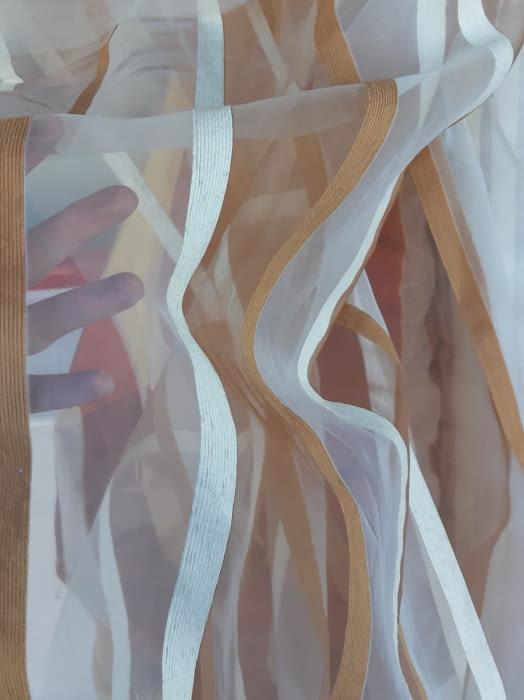 Tela visillo cristal rayas chenilla marrón - 5