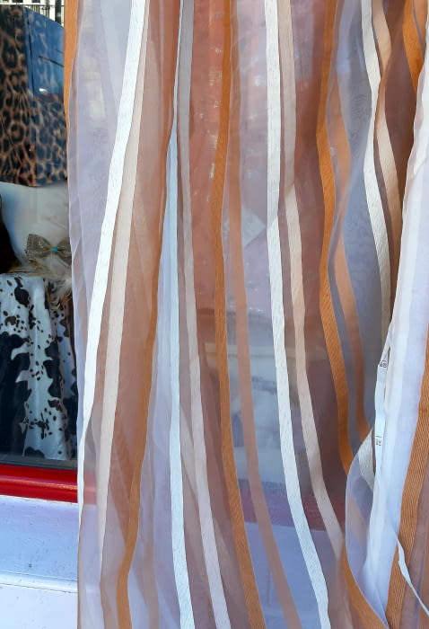 Tela visillo cristal rayas chenilla marrón - 6