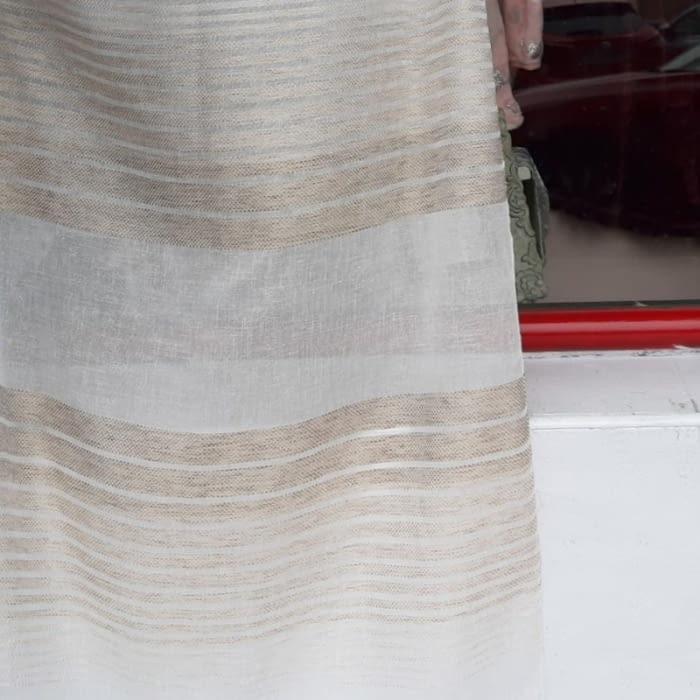 Tela visillo rayas horizontales beige