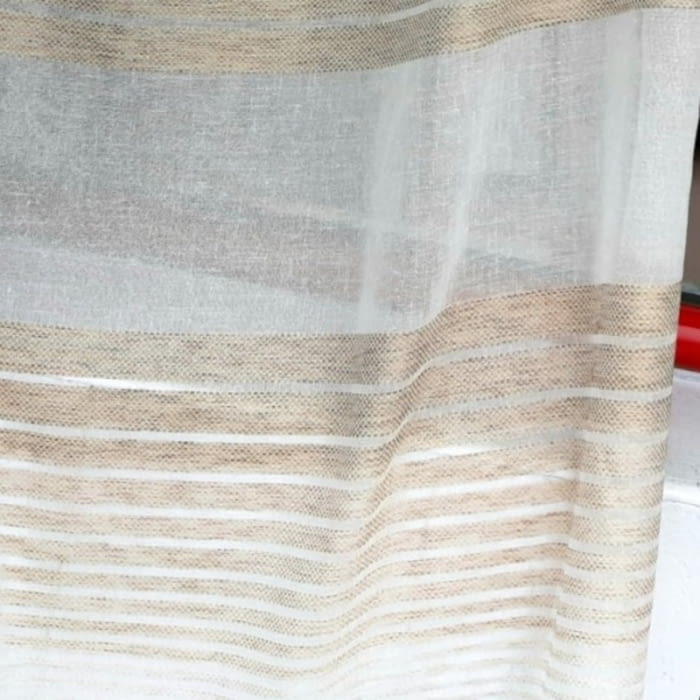 Tela visillo rayas horizontales beige - 1