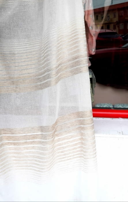 Tela visillo rayas horizontales beige - 4