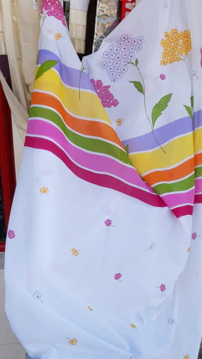 Tela visillo flores colores infantil - 1