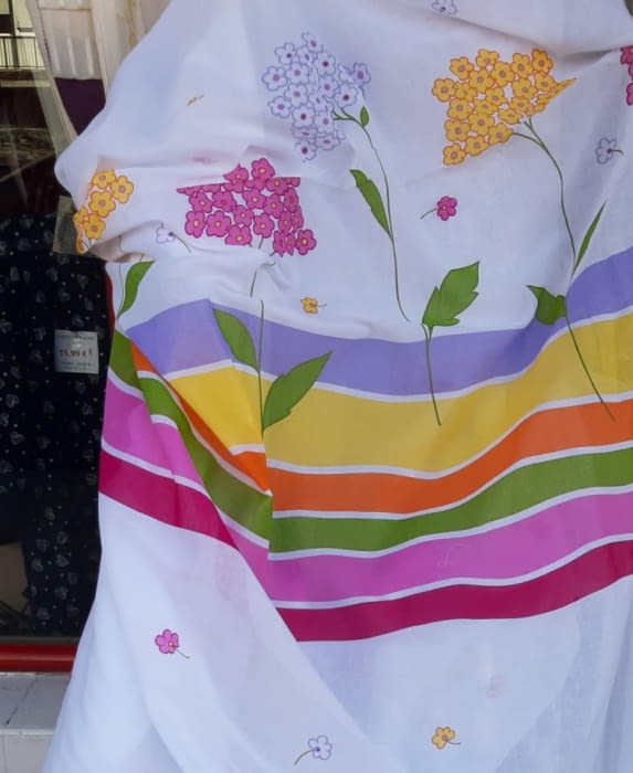 Tela visillo flores colores infantil - 5