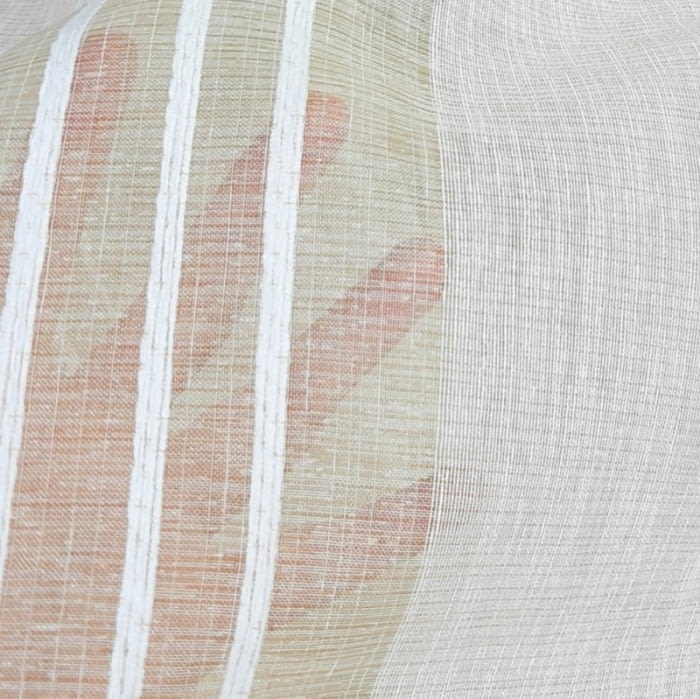 Tela visillo beige rayitas blancas - 1