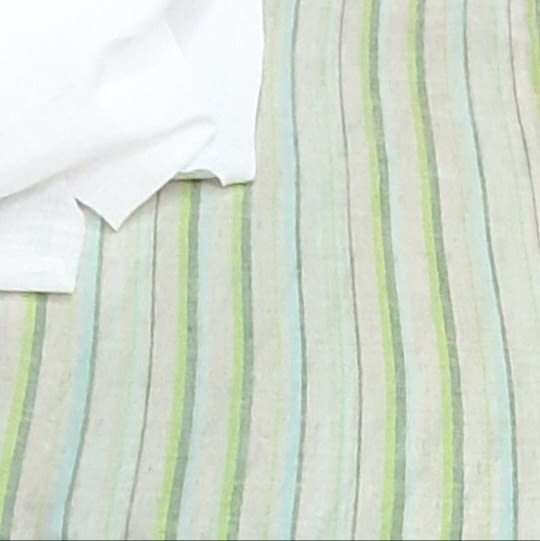 Retal visillo lino rayitas verdes 1,40 x 1,50 metros - 1