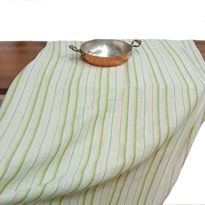 Retal visillo lino rayitas verdes 1,40 x 1,50 metros - 2