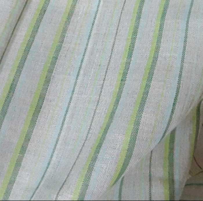 Retal visillo lino rayitas verdes 1,40 x 1,50 metros - 3