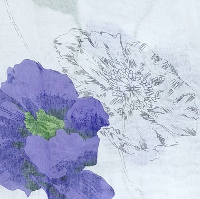 Visillo confeccionado flores moradas - 1