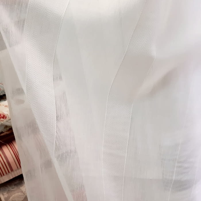 Retales de visillo de rayas de espigas - 4