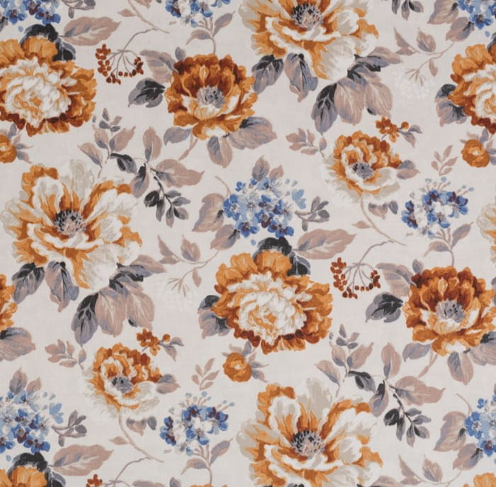 Telas flores azul, amarillo,  naranja o rosa. 280 - 2