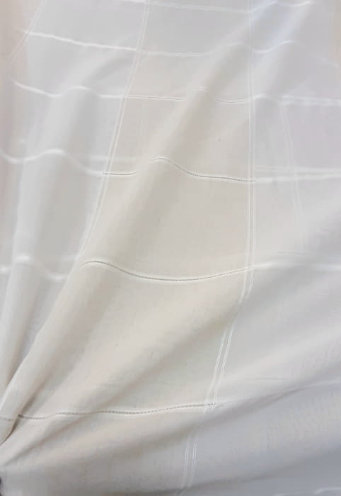 Tela visillo cuadros beige - 1