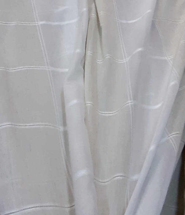 Tela visillo cuadros beige - 4