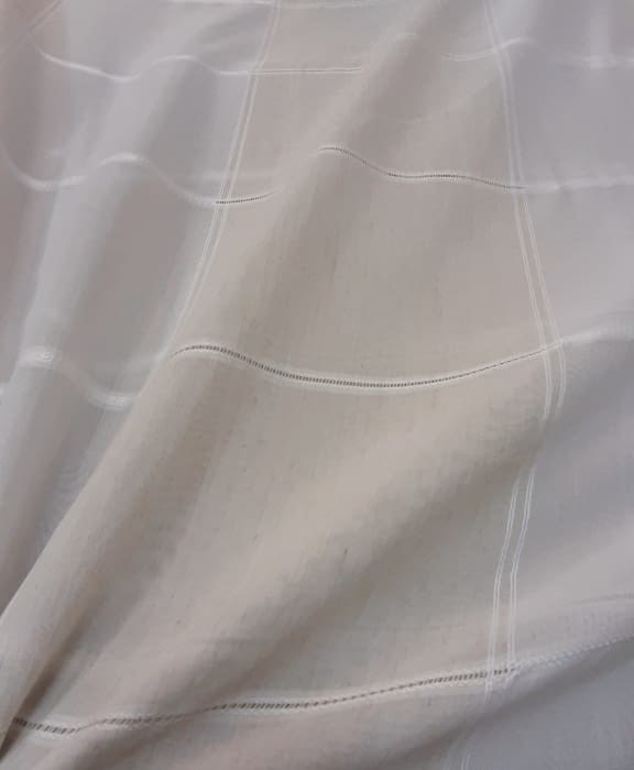 Tela visillo cuadros beige - 5