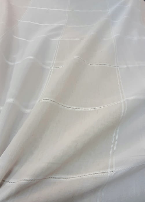 Tela visillo cuadros beige - 6