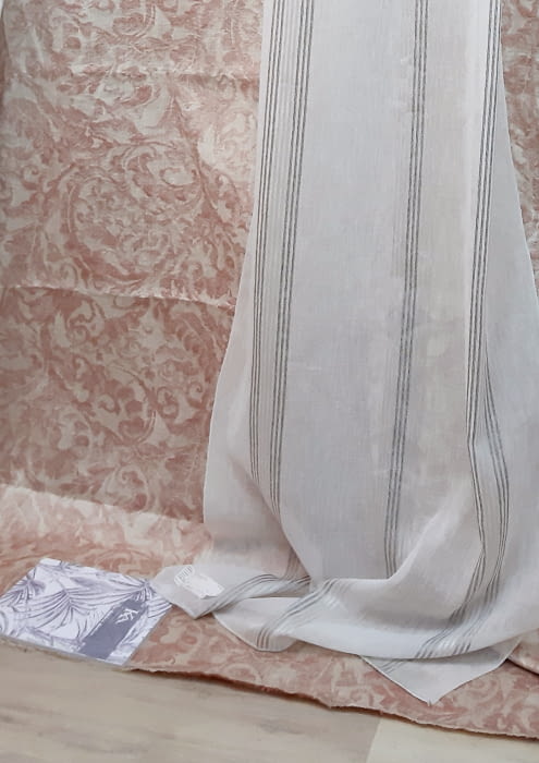 Tela visillo rayitas gris 80 x 300 - 1