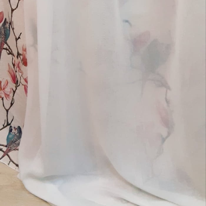 Tela visillo blanco franja sutil - 1