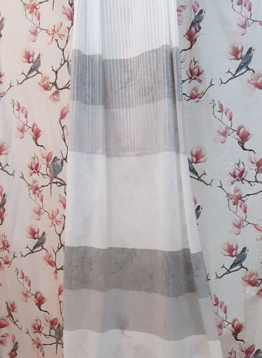 Tela visillo rayas horizontales grises