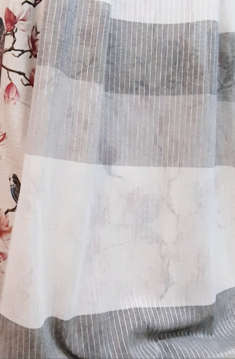 Tela visillo rayas horizontales grises - 3